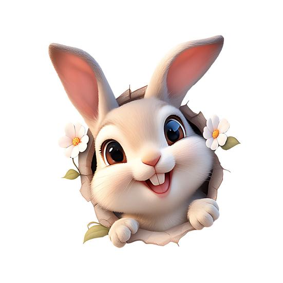 Yousheng Cute Bunny Toilet Sticker, Removable Peel And Stick Cartoon Rabbit Sticker, Self-Adhesive Bathroom Decal for Toilet Lid, Wall Decor