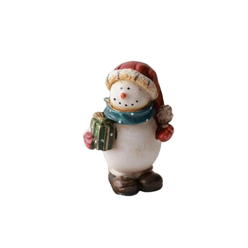 Christmas Resin Figurine Snowman Santa Statue Ornament for  Living Space Table Decoration Resin Craft Present