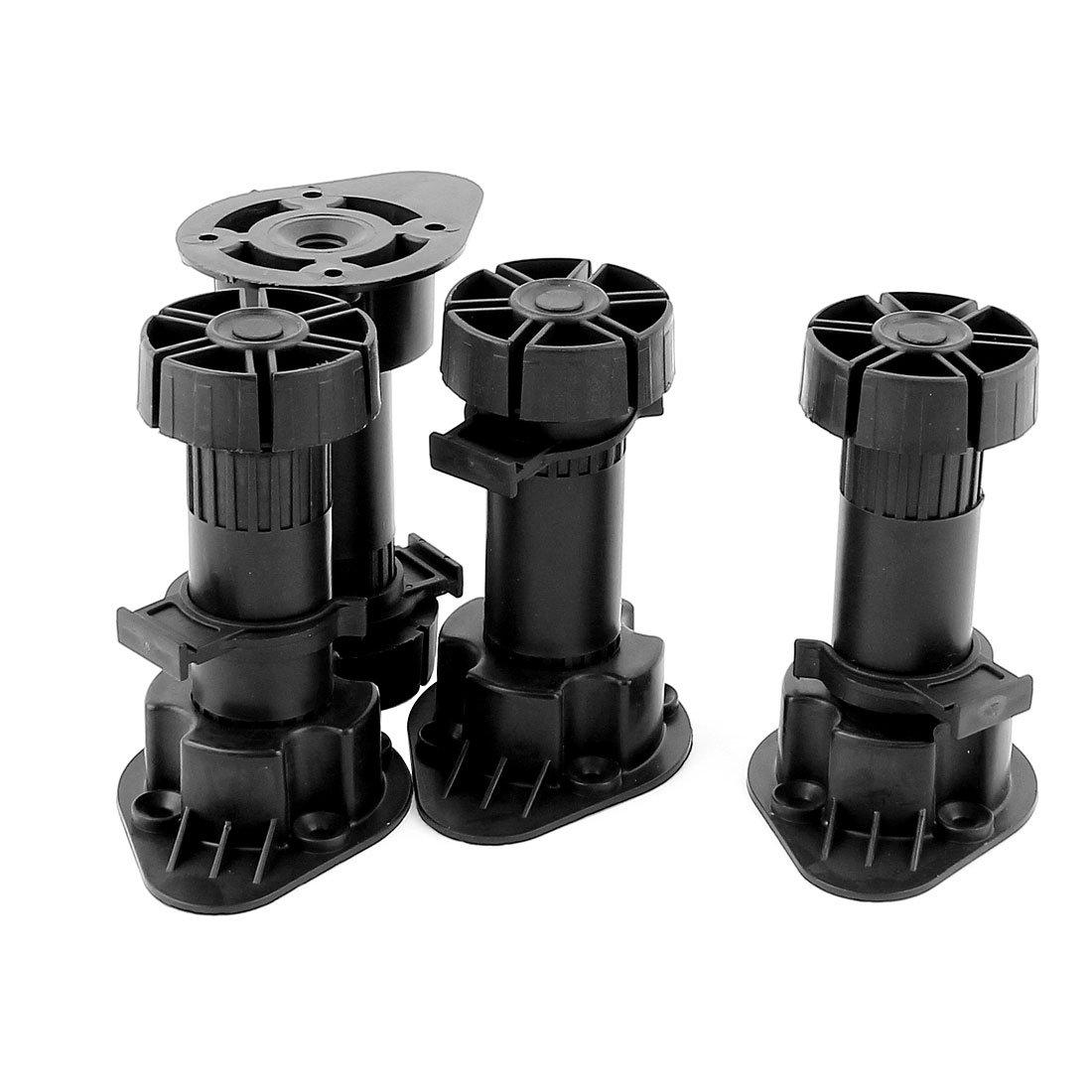 uxcell Регулируемые выравнивающие ножки, Фиксированные ножки, Ножки для мебели, Шкаф, Кухня, Спальня, Пластик, Черный, Набор из 4 шт.