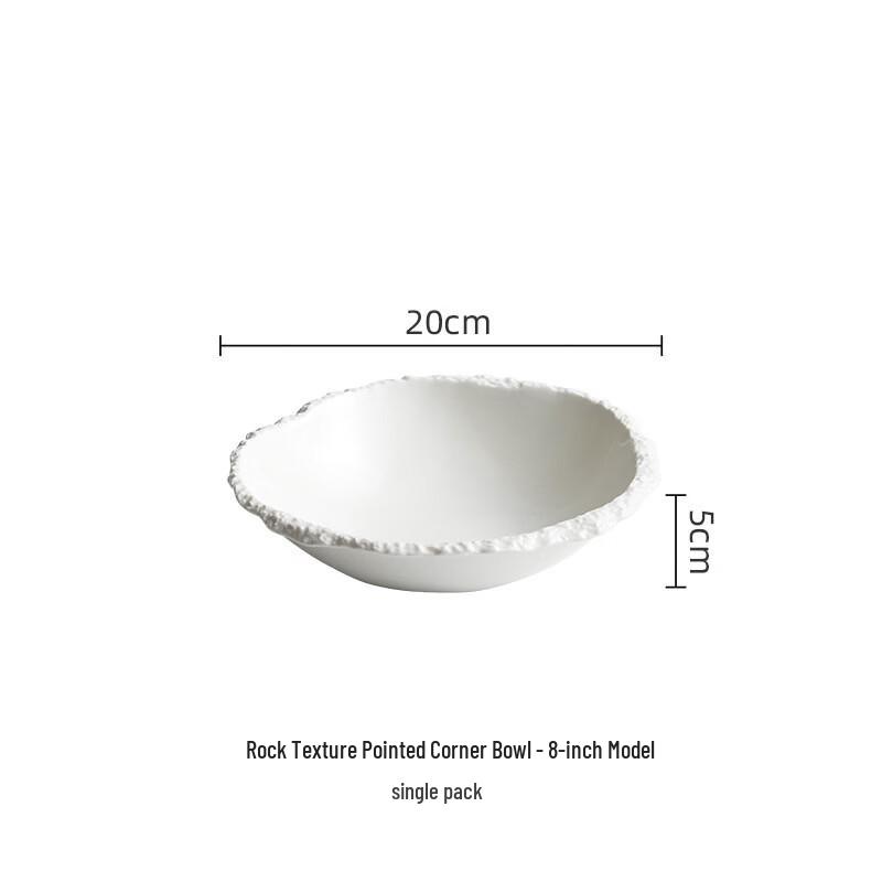 Nordic White Porcelain Stone Pattern Ramen Bowl