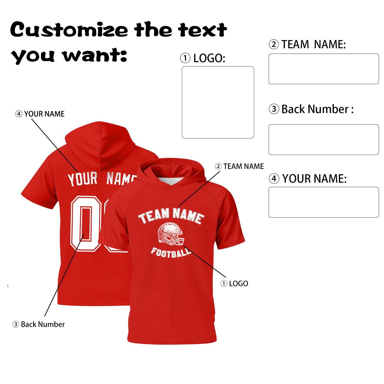 

Men s Personalized Raglan Short-sleeved Hoodie T-shirt Sweatshirt L червоний