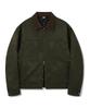 Trillion Corduroy Collar Suede Zip-Up Work Jacket [Khaki]