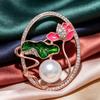 Lotus Pond Moonlight Delicate Lotus Flower Brooch Elegant Attitude Traditional Chinese Style Scarf Pin