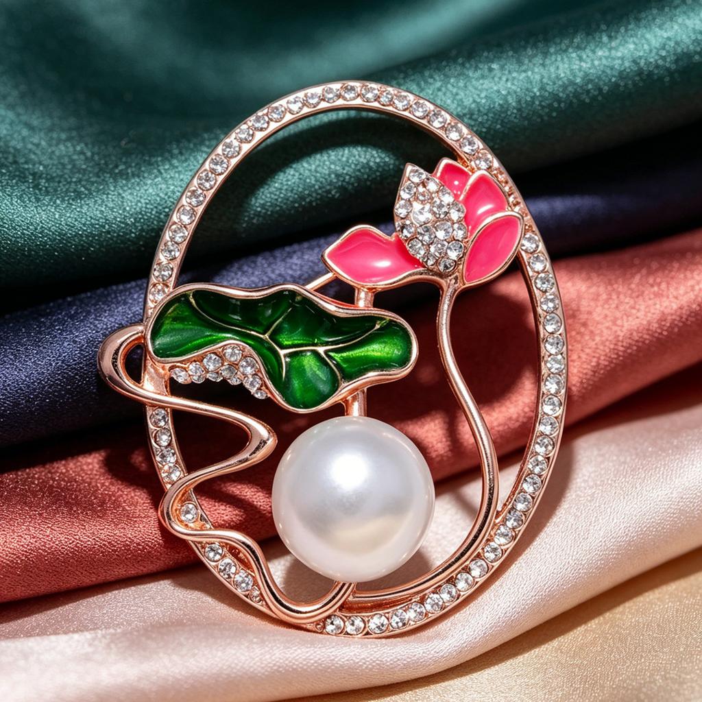 Lotus Pond Moonlight Delicate Lotus Flower Brooch Elegant Attitude Traditional Chinese Style Scarf Pin