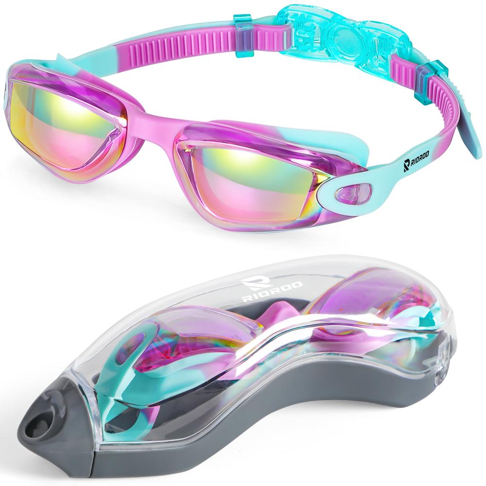 Kids Swimming Goggles Professional Anti-Fog/UV Protection No Leakage for 3-14 Years Girls Boys Swimming Goggles Gift Case