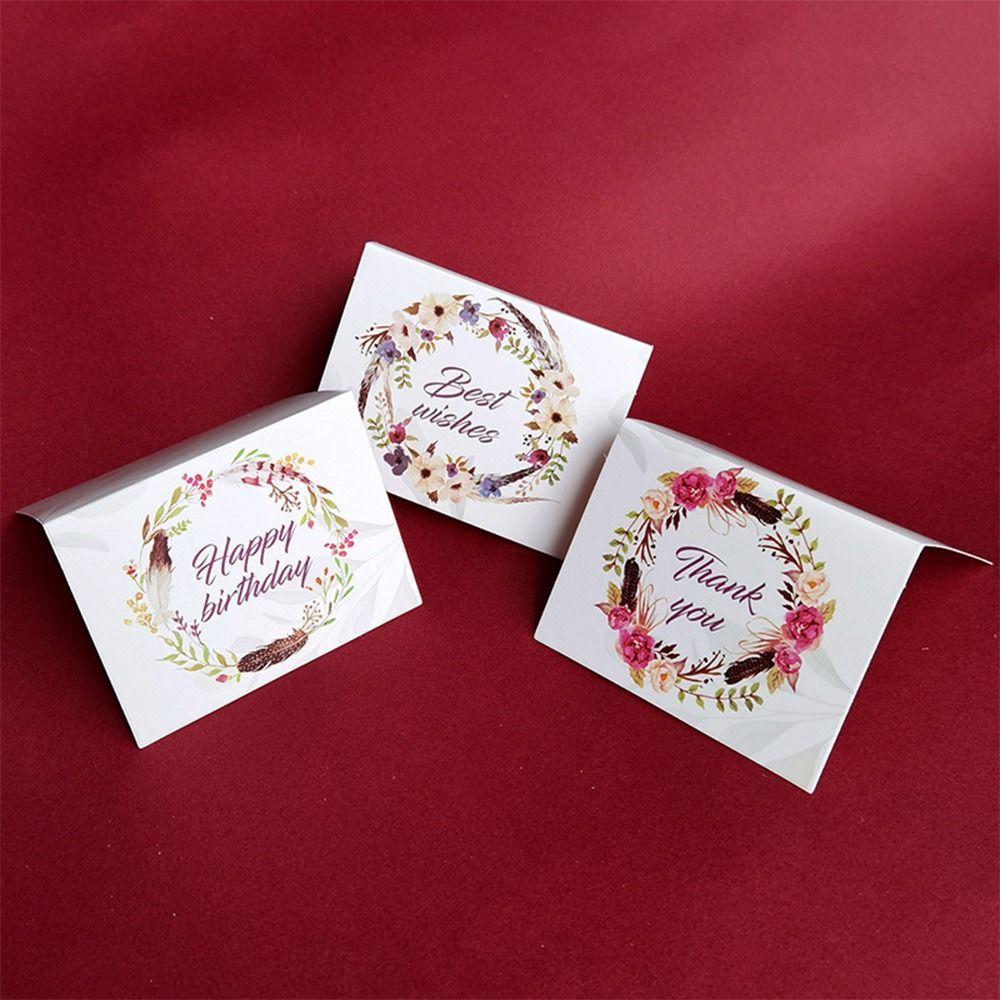 100PCS Multicolor Thank You Card Floral Pattern Package Decoration Gretting Cards Party Gift I Love You Gift Card