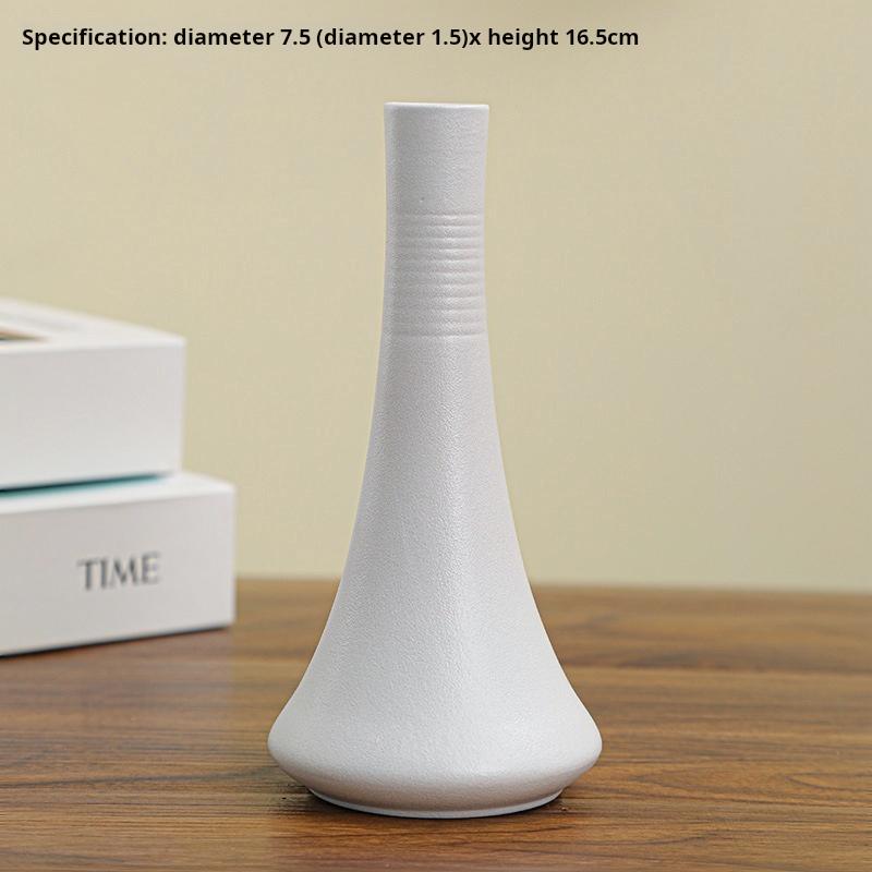 Casual White Ceramic Tabletop Vase Small Home Desktop Decoration Art Design for Flower Arrangement