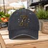 Golden Dragonfly Letter Z Washed Baseball Cap Unisex Casual Duckbill Hat for Outdoor Hiking Daily Commuting