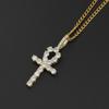 CN019 Hip Hop Anha Cross Pendant with Cuban Chain Brass Setting CZ Stones Necklace Jewelry for Men and Women