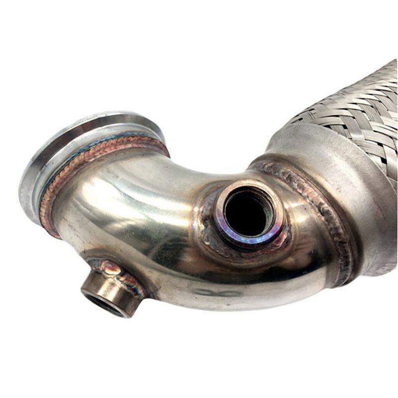 Edelstahl 3 Zoll 76mm V-Band Downpipe Flachprofil 90 Grad mit Flex-Wellrohr Autoersatzteile