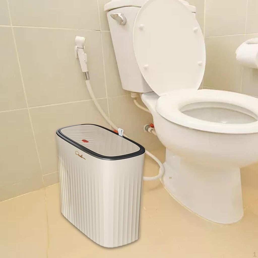 Kosz na śmieci łazienkowy, wąski kosz na śmieci z pokrywką, kosz na śmieci typu Press, kosz na śmieci Nordic do prania