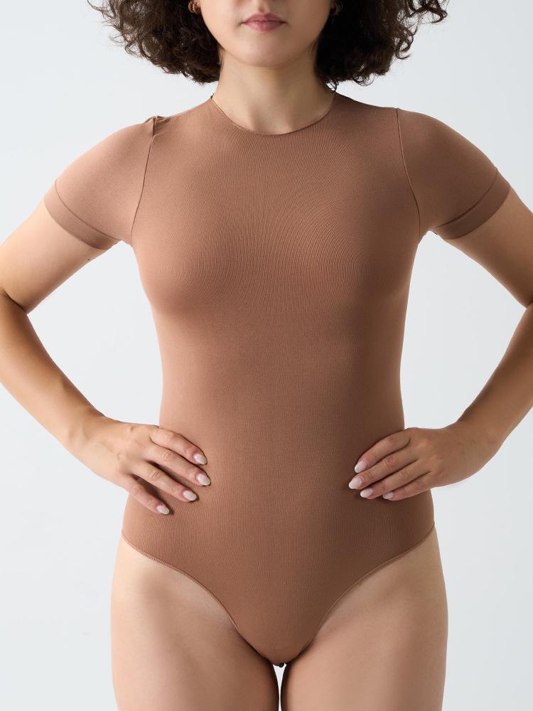 Seamless Short Sleeve Yoga Bodysuit - Nude Feeling