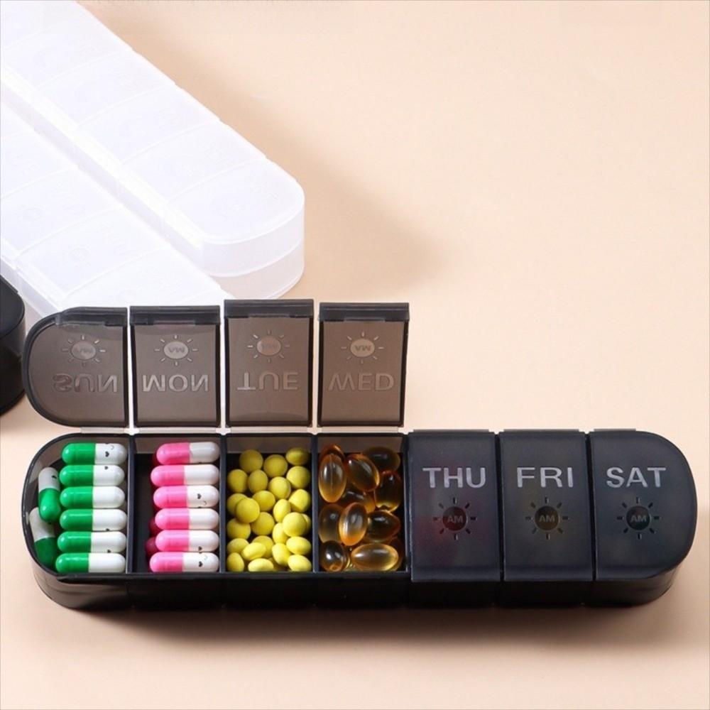 7 Days Vitamin Pill Case Double-Layer Pill Storage Box Weekly Pillbox Tablet Holder Men/Women