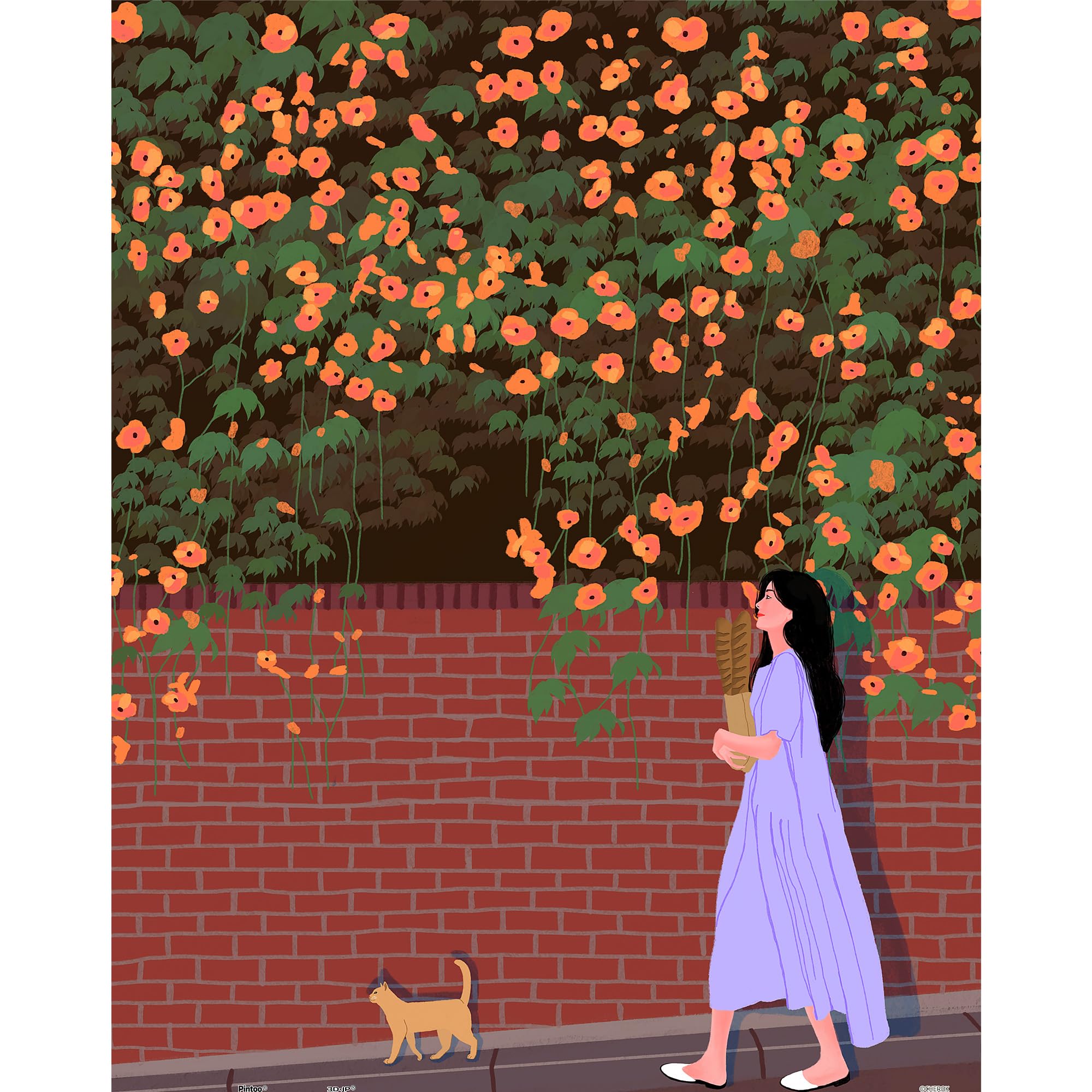 

Pinto 500-Piece Plastic Jigsaw Puzzle CHEROK - Walking with a Cat (31x38cm) - Adult-Friendly, Difficult, No Broken Pieces, Click-together Design