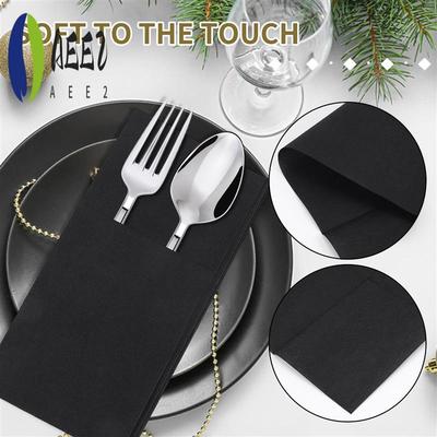 AEE2-50PCS Disposable Dinner Napkins With Built-In Flatware Pocket,Prefolded Cloth Like Paper Napkins For Wedding Party