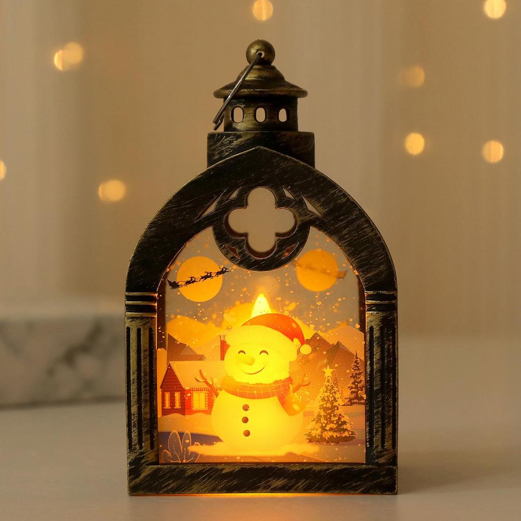 Vintage-Style Christmas Lantern Ornament - Luminous Hanging Night Light for Holiday Decor