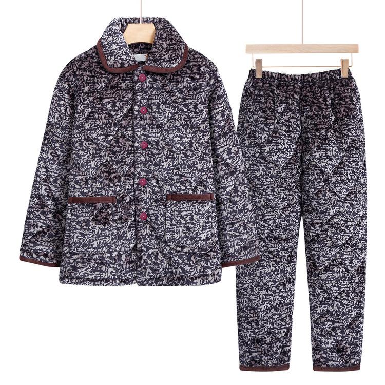 

Middle-aged and Elderly People In Autumn and Winter Warm Pajamas Cardigan Female Grandma Plus Fleece Two-piece Set Mother Winter Suit Lapel Clothes 3XL