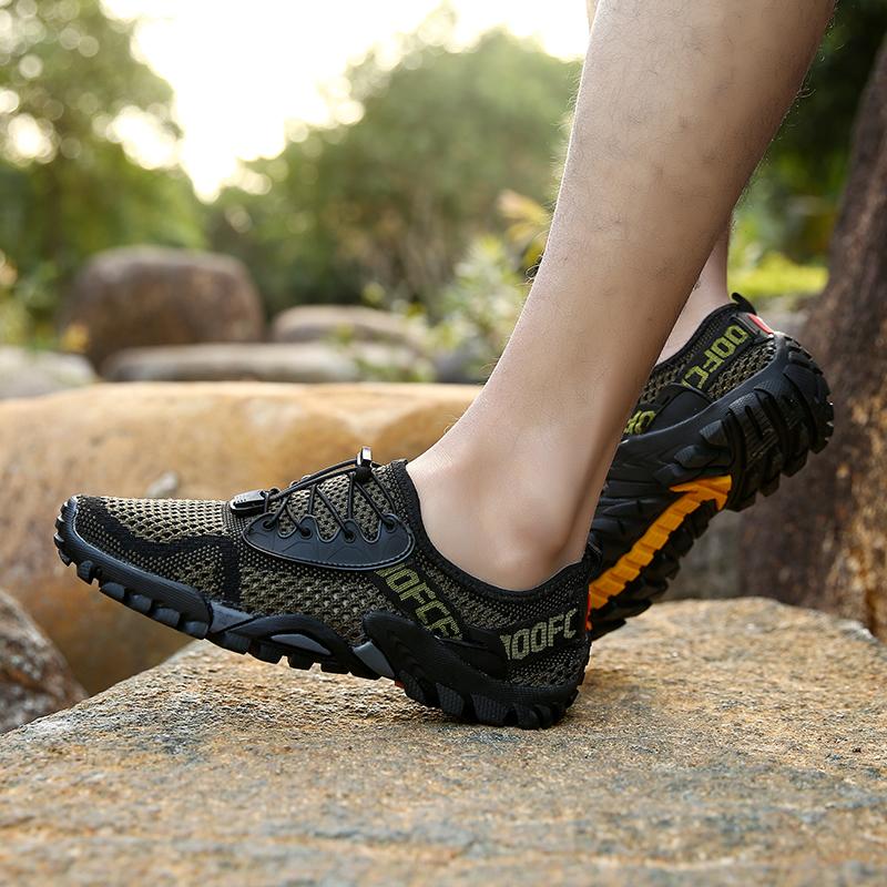 Men Casual Sneaker Summer Mesh Beach Outdoor Flat Bottomed Sports Comfortable Soft Sole Fashion River Tracing Casual Shoes