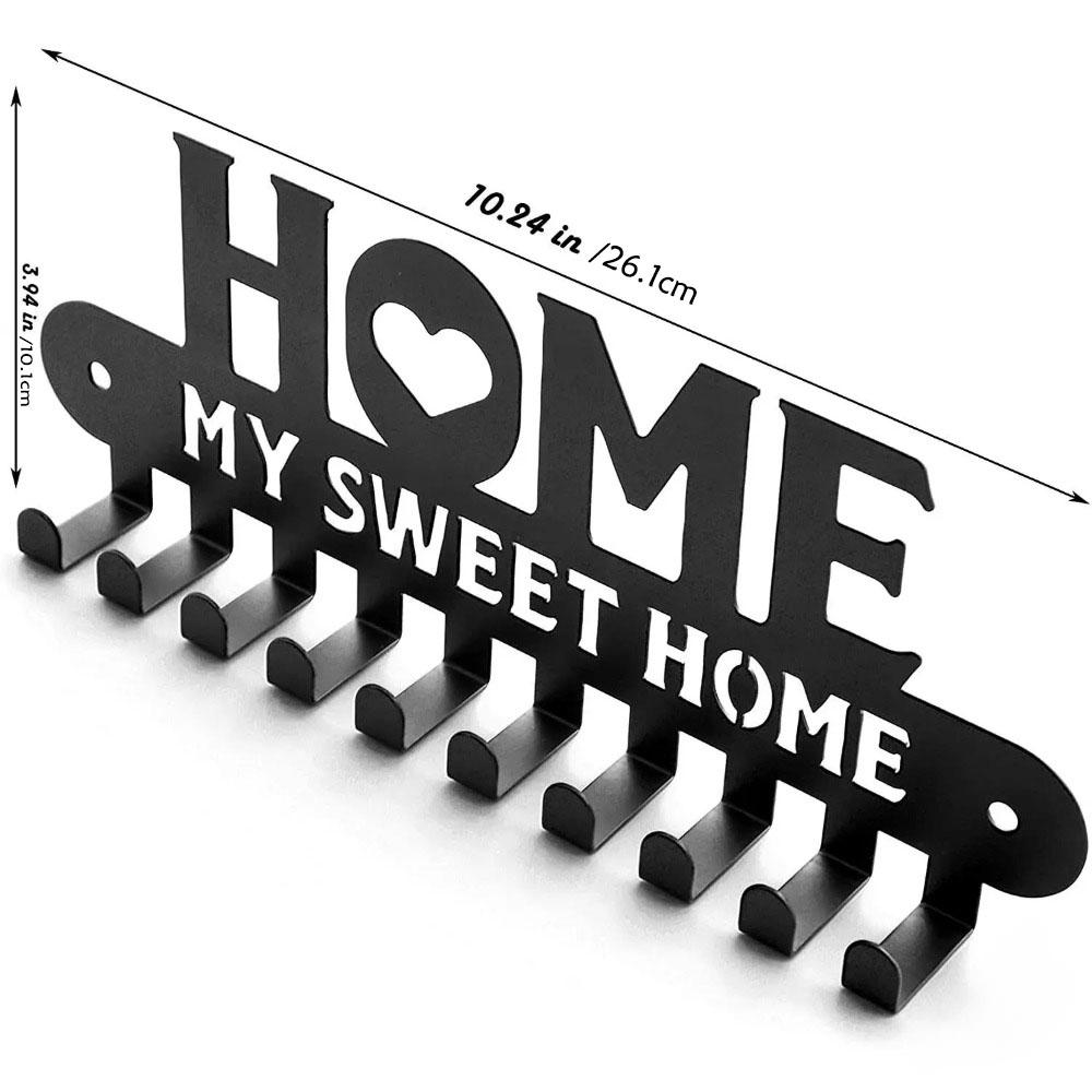 Black Metal Wall-Mounted Key Holder Hooks – Artistic Iron Coat Rack for Entryway, Kitchen, and Home Décor