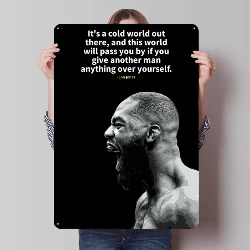 Jon Jones Metallskylt Boxningsposters Spelrumsinredning Man Vintage Plåttskylt Plakett för Väggkonst Dekoration Interiör