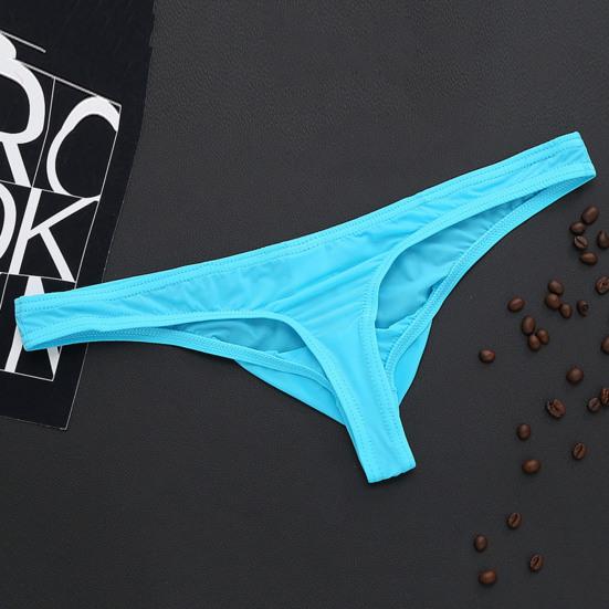 Men Briefs Elastic Solid Color T-shaped Thong Ice Silk Low Waist Quick Dry