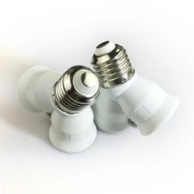 Douille d'adaptateur d'ampoule à vis E27 vers 2E27 PBT 1 vers 2 voies Adaptateur d'ampoule E27 Support d'extension Convertisseur d'éclairage LED E26 Blanc