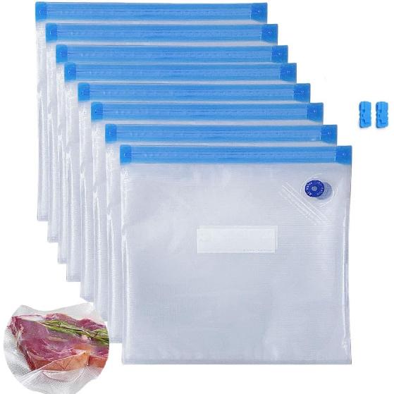 Sous Vide Bags-BPA-Free Reble Vacuum Seal Bags for Food/Freezing Safe-20pcs (8.6 * 8.5in) Vacuum Food Storage Bags & Seal Clips for Sous Vide