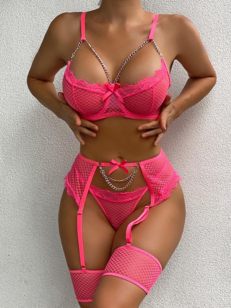 New Hot Erotic Mesh Lingerie Set Women Sexy Lingerie +Garter +Panties Set Sensual Lingerie Sex Suit Hot Porn Exotic Costumes