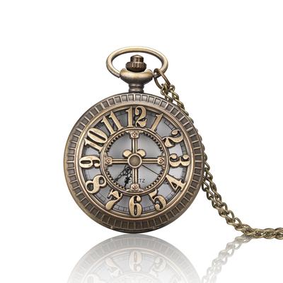Classic Hollow Flower Pocket Watch Creative Flip Vintage Digital Necklace Watch Student Decorative Sweater Chain Pendant Watch