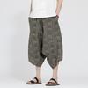 Chinese style men's summer new printed large pants beach pants large size trend loose zen seven-point Harlan pants