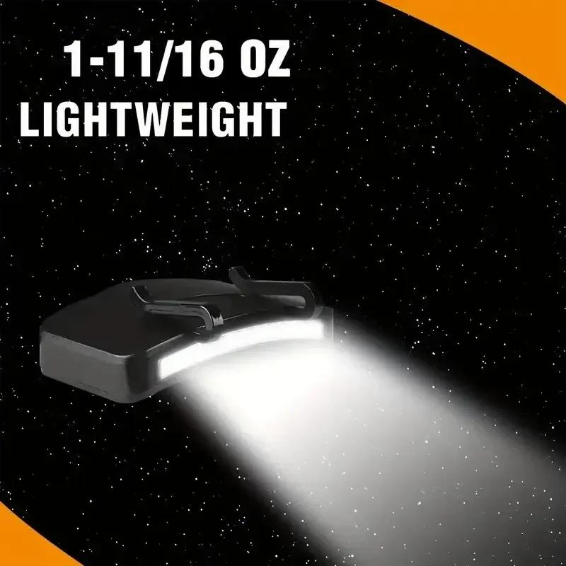 Portable 11 LED COB Headlamp, Hat Clip Flashlight, Super Bright Battery Light for Night Fishing, Camping & Hiking