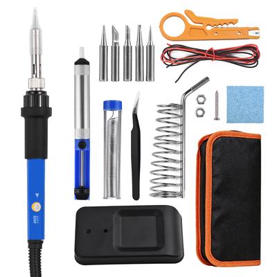 Portable Soldering Iron Kit 60W Adjustable Temperature Electric Soldering Iron Pen 15pcs Solder Kit Welding Tool