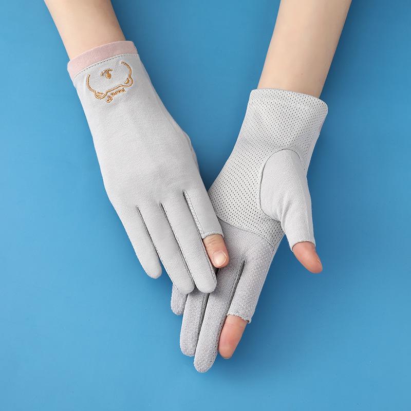 Women's Thin Cotton Fingerless Gloves: UV Protection, Non-Slip for Driving, Cycling, Tea Picking, Breathable Summer Wear