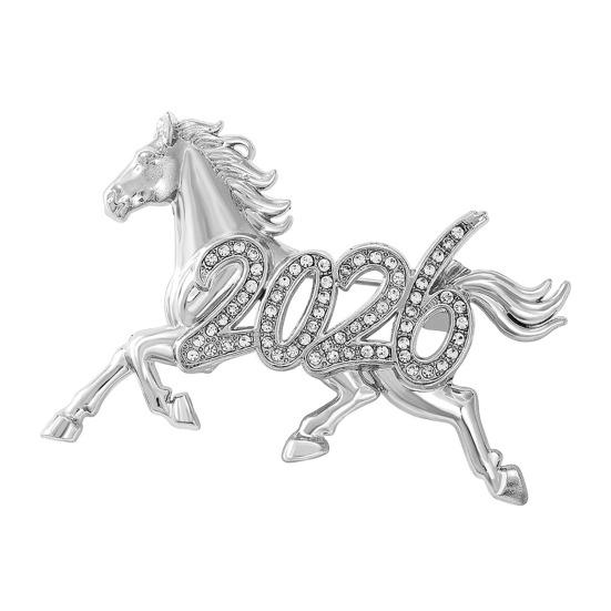 2026 Rhinestone Horse Brooch Year of Horse Lapel Pin Galloping Horse Brooch Pin New Year Outfit Accessory for Suits Coats Scarves