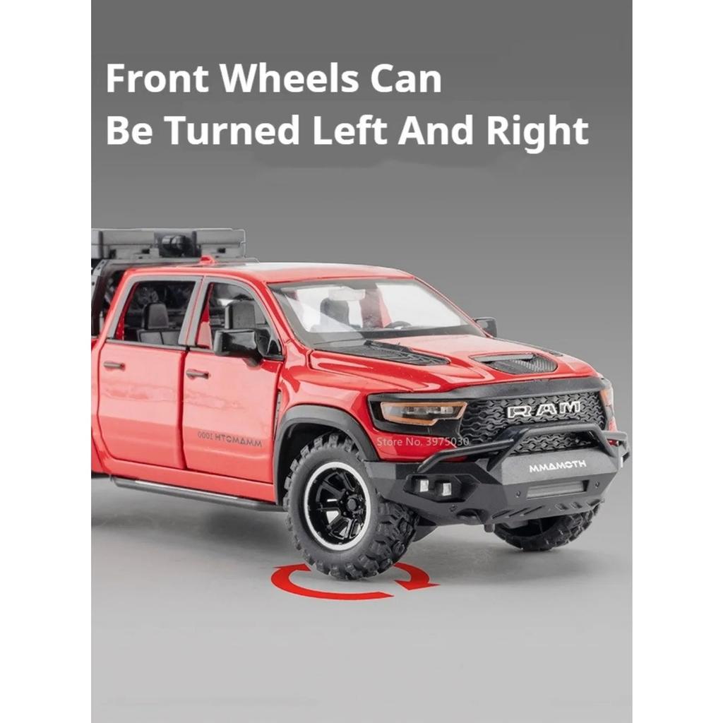1/32 Dodge Mammoth Toy Car Model Alloy Diecasting with Rear Wheel Pull Back Sound and Light Toys Vehicles Models Gift for Boys