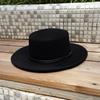 Cappello Jazz in Lana a Tesa Larga Nero Per Uomo e Donna, Versatile in Autunno e Inverno, Cappello in Feltro Retro Britannico a Cilindro Piatto, Europeo e Americano