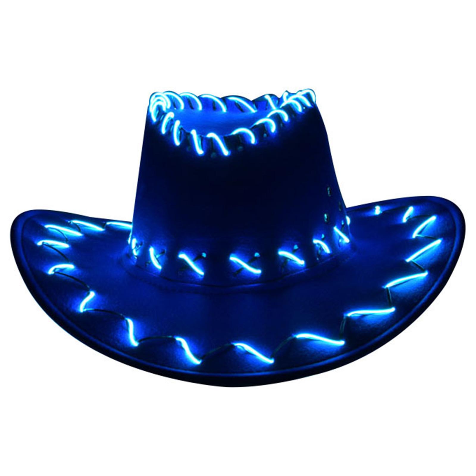 

LED Top Hat Western Cowgirl Hat Wide Brim Glowing Hat Fashion Fedora Musical Festival Party Hat Novelty Cosplay Headwear 5