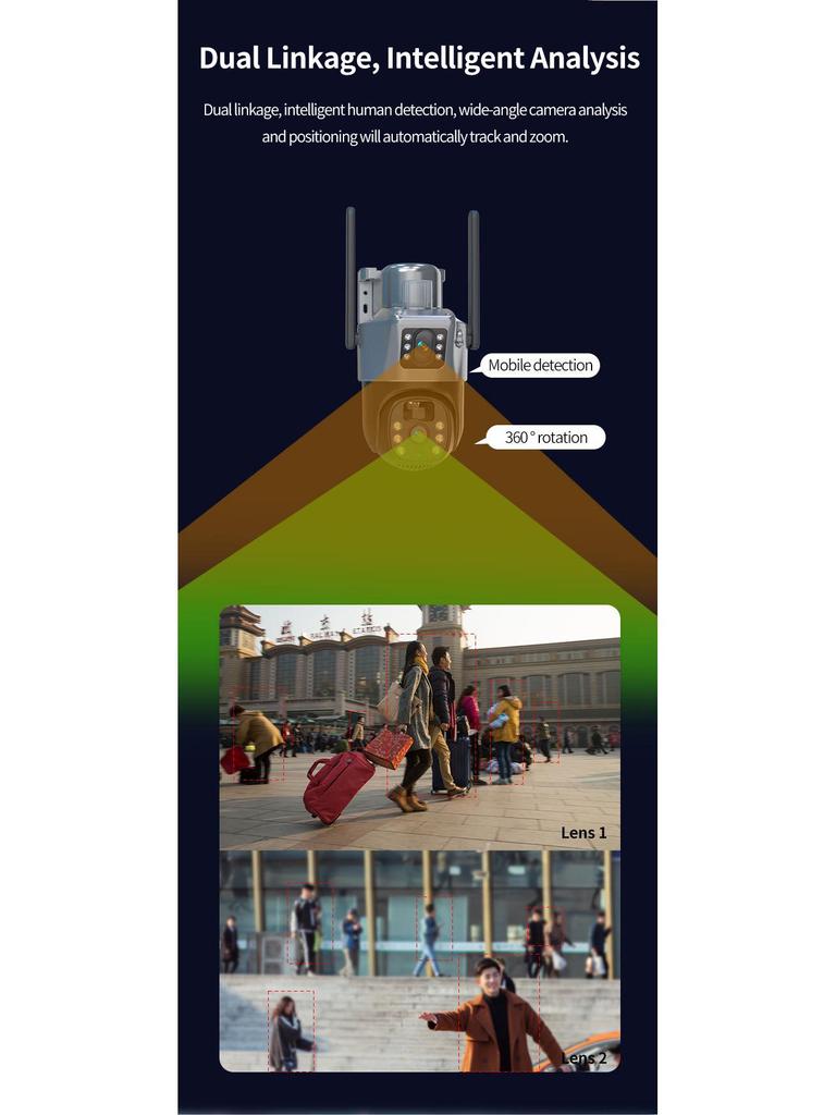 Solar-Powered 4G Outdoor Waterproof Dual Camera with HD Night Vision and Remote Monitoring