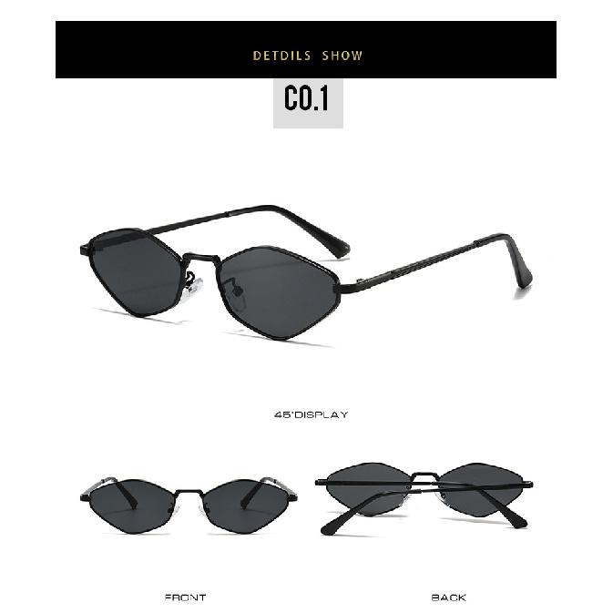 Polygonal sunglasses, high-end, small frame design, stylish metal sunglasses, trendy eyewear for both men and women, runway style