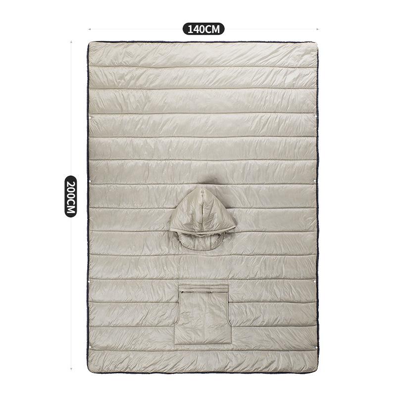 Cape de Camping Épaissie à Capuche d'Extérieur - Chaude, Coupe-Froid, Couleur Unie Sac de Couchage Adulte