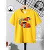 European sizes Boys' Short-sleeve T-shirt,Cotton with Printed Design, Red Racing Car Number Eight Children's Short Sleeves