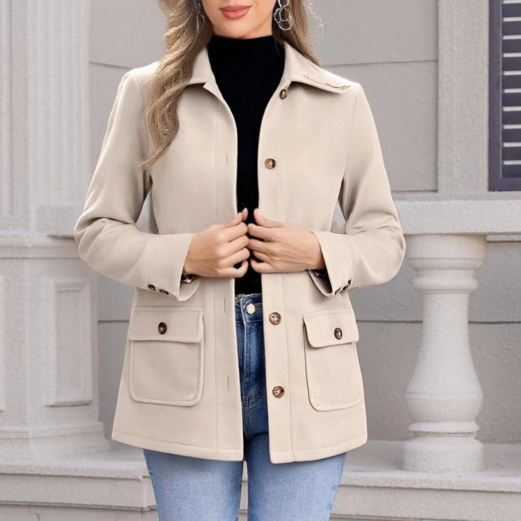 Manteaux de mode Revers cranté Manteau pardessus Veste à simple boutonnage