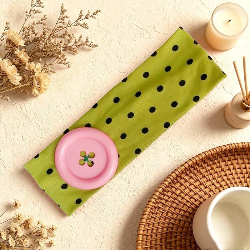 Summer Dopamine Large Button Wave Dot Headband Fashionable Ins Style Elastic Headband Colorful Hair Accessories For Women Girls