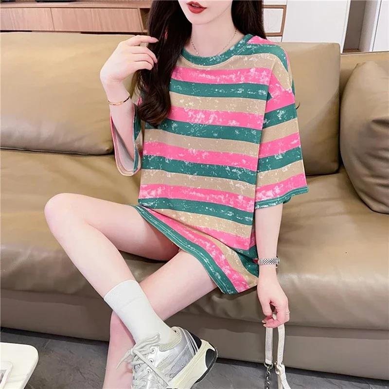 Sommer Vintage Print T-Shirt Mode Damen Übergroß Grafik Langarm T-Shirts Y2k Oberteile Harajuku Hip Hop Streetwear Jugend