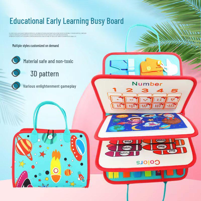 Felt Busy Board Educational Toy for Toddlers - Early Learning and Teaching Aid