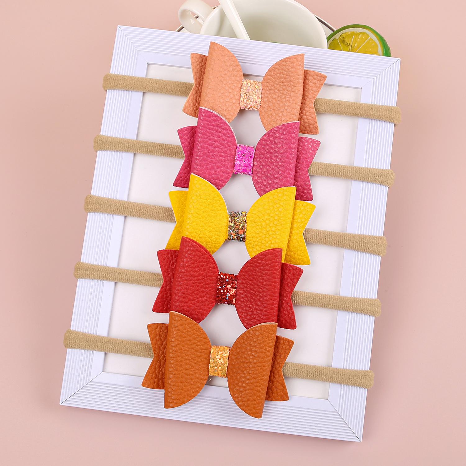 

5 шт. ПУ Банты для волос Повязки на голову Детские девочки Нейлоновая повязка на голову Эластичные Мягкие резинки для волос для ребенка Тюрбан Младенческие аксессуары для волос