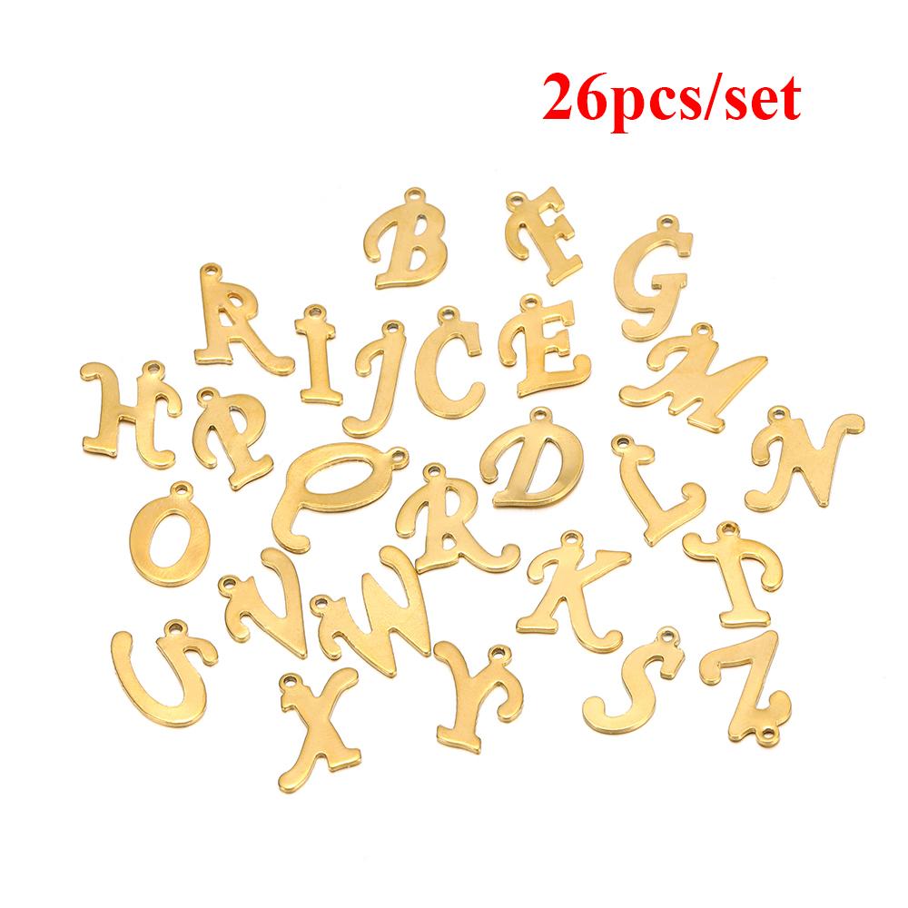30pcs Stainless Steel A-Z 26 Cursive Font Letter Pendant Alphabet Charms Necklace Pendant DIY Jewelry Bracelet Making Earrings