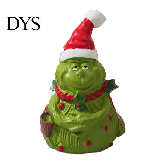 Desktop Christmas Decorations Green Monsters Ornament with Santa Hat And Scarf, Resin Frog Outdoor Garden Statues Figurine for Home Decoration,