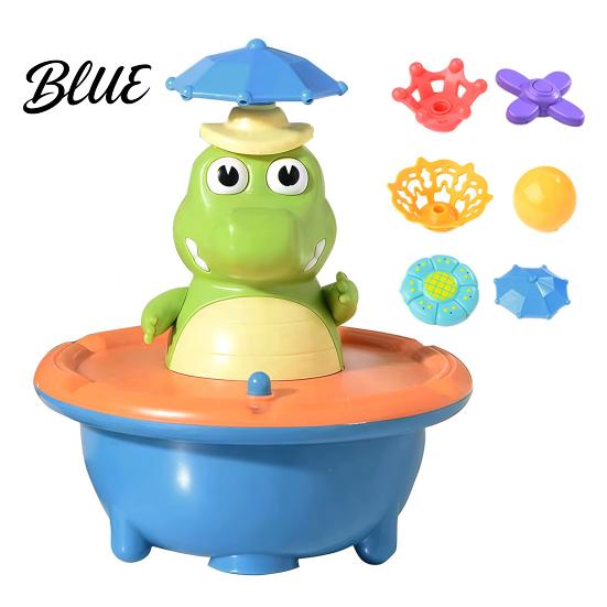 Kids Swimming Pool Accessories Cute Crocodile Bath Toy Light Up Fountain Bathtub Rotating LED Water Spray Toddler Sensory Play Toy for Toddlers