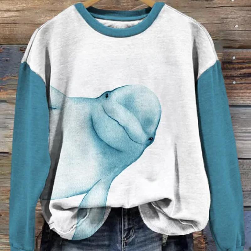 Stripet katt hettegenser for kvinner Mote O-hals genser Topp Uformell Streetwear Dame Genser Hip-Hop Dame Genser Klær